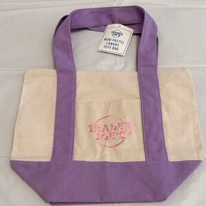Trader Joe’s Mini Purple and Cream Canvas Tote Bag